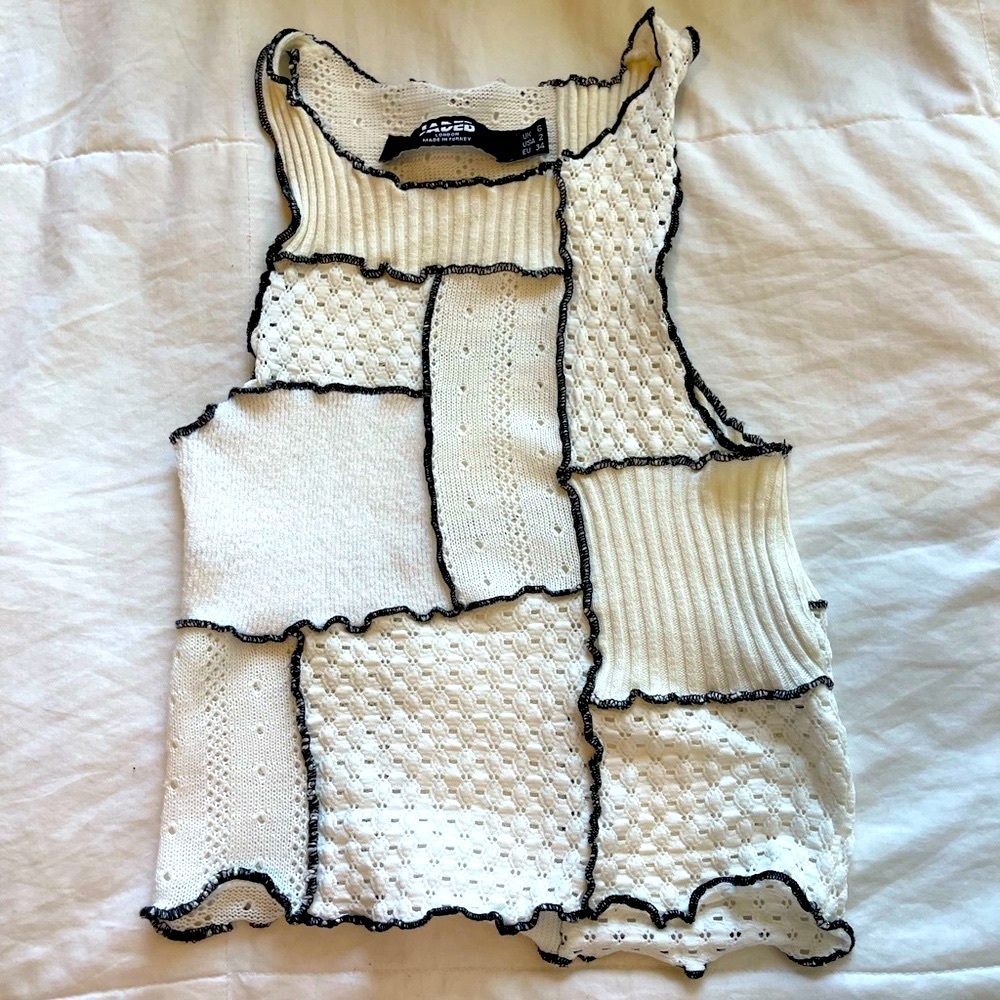 Jaded London White Patch Detail Crop Top